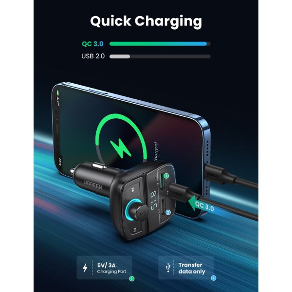 Tẩu sạc Oto 3 cổng Ugreen 15W CD229-80910-7