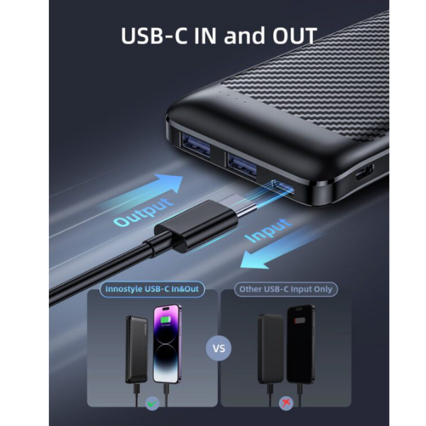 Pin sạc dự phòng Innostyle 10.000 mAh 12W PowerSmart IP12SA-IP12SABLK-3