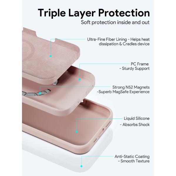 Ốp lưng Magsafe iPhone 16 Plus Aukey Liquid Silicone-PC-GJ20BP-4