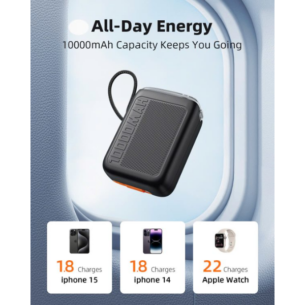 Pin sạc dự phòng Innostyle 10.000 mAh 30W TransiMini FlexCharge Retractable-TM31BLK-5