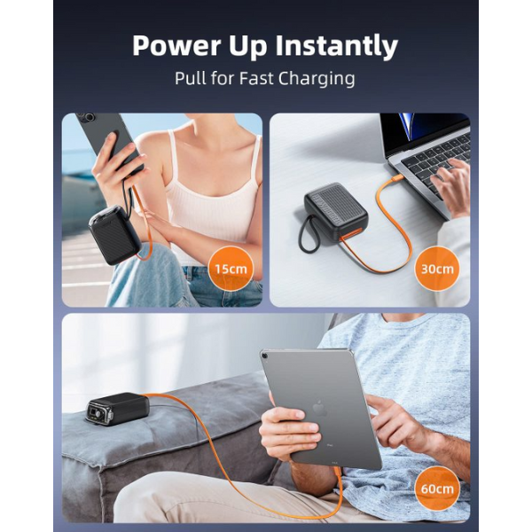 Pin sạc dự phòng Innostyle 10.000 mAh 30W TransiMini FlexCharge Retractable-TM31BLK-7