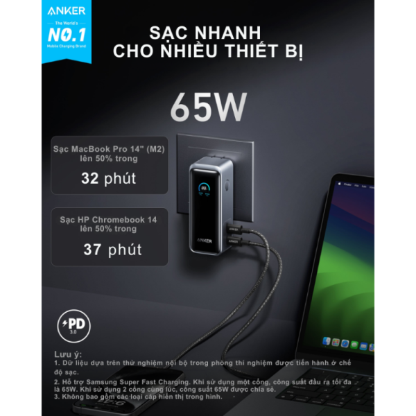 Pin sạc dự phòng Anker 9.600 mAh PD 65W Prime Fusion-A1339111-6