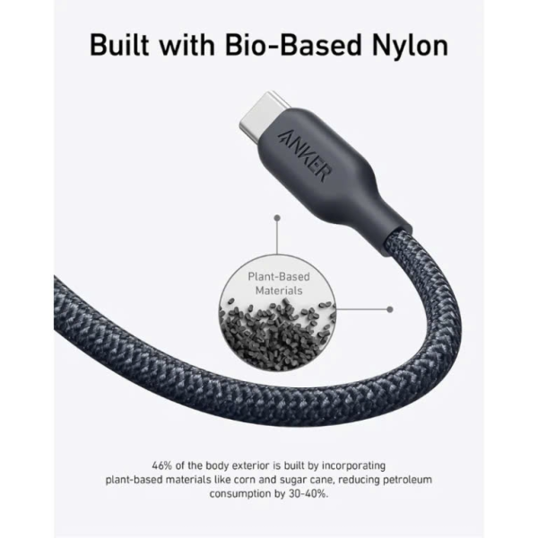 Cáp Type-C to Type-C Anker 543 240W 0.9m Bọc Dù Bio-Braided Fast Charge-A80E5011-3