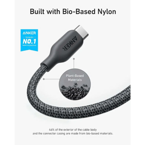 Cáp Type-C to Type-C Anker 543 240W 0.9m Bọc Dù Bio-Braided Fast Charge-A80E5011-7