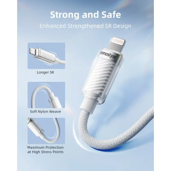 Cáp Type-C to Lightning Innostyle CryStalShine 1.5m-SCL150WHT-4