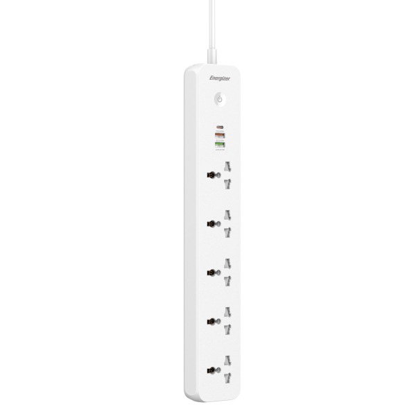 Ổ điện đa năng Energizer 5AC kèm 2 x USB-A và 1 x Type-C sạc nhanh PD (Max 38W)-EPB2504EUWE-3