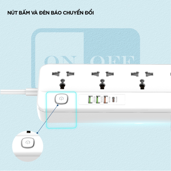 Ổ điện đa năng Energizer 5AC kèm 3 x USB-A và 1 x Type-C sạc nhanh PD (Max 20W)-EPB2501EUWE-2