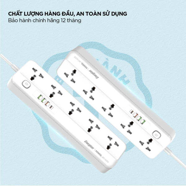 Ổ điện đa năng Energizer 5AC kèm 3 x USB-A và 1 x Type-C sạc nhanh PD (Max 20W)-EPB2501EUWE-3