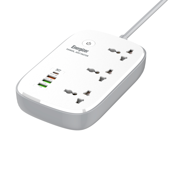 Ổ điện đa năng Energizer Wifi 3AC kèm 3 x USB-A và 1 x Type-C sạc nhanh PD 30W-EPB2502EUWE-3