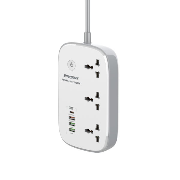 Ổ điện đa năng Energizer Wifi 3AC kèm 3 x USB-A và 1 x Type-C sạc nhanh PD 30W-EPB2502EUWE-4