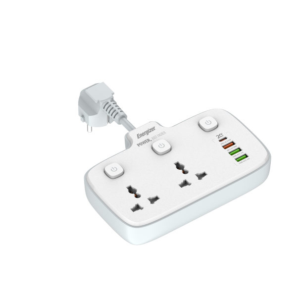 Ổ điện đa năng Energizer 2AC kèm 3 x USB-A và 1 x Type-C sạc nhanh PD (Max 20W)-EPB2503EUWE-2