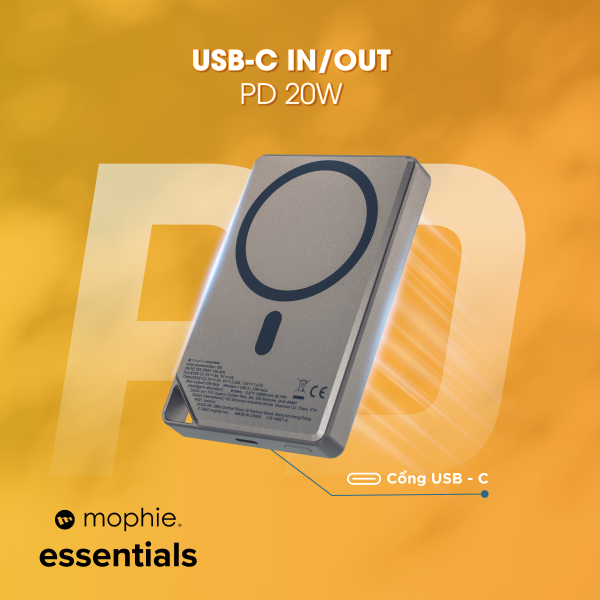 Pin sạc dự phòng Mophie Essentials Snap+ 10.000 mAh Metallic-401116530-10
