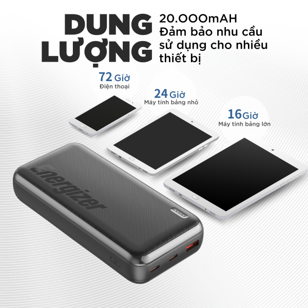 Pin sạc dự phòng Energizer 20.000 mAh 3.7V Li-Polymer UE20055PQ-UE20055PQBK-8