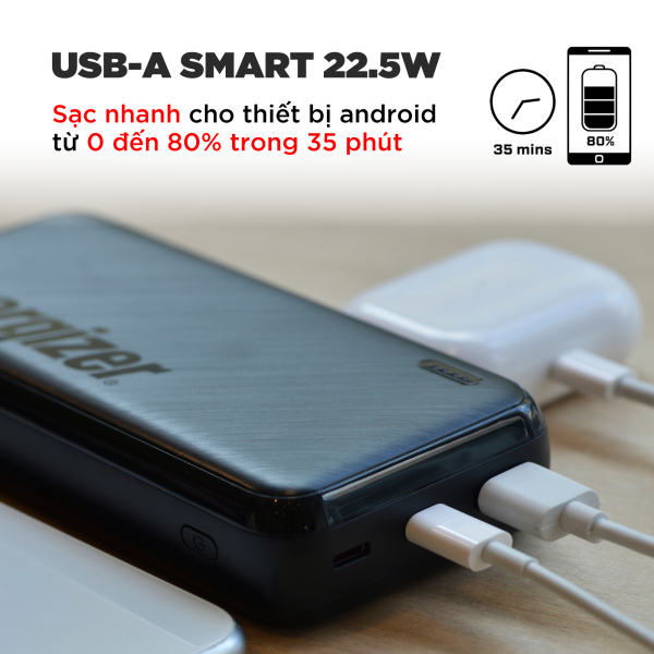 Pin sạc dự phòng Energizer 20.000 mAh 3.7V Li-Polymer UE20055PQ-UE20055PQBK-10
