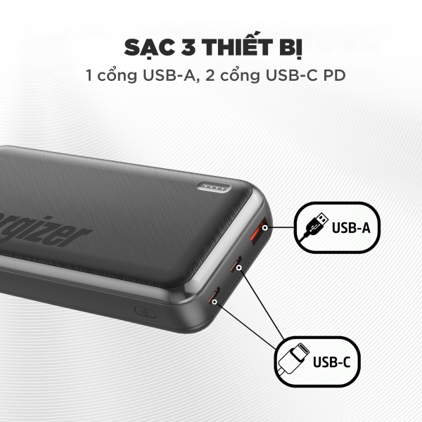 Pin sạc dự phòng Energizer 20.000 mAh 3.7V Li-Polymer UE20055PQ-UE20055PQBK-13