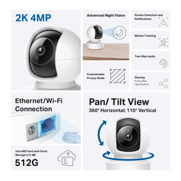 Camera IP Wifi TP-Link Tapo C222 360 độ 4MP-C222-8