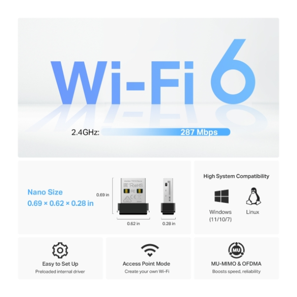 Đầu chuyển đổi USB Wifi 6 TP-Link Archer TX1U Nano AX300-TL-TX1UNANO-4