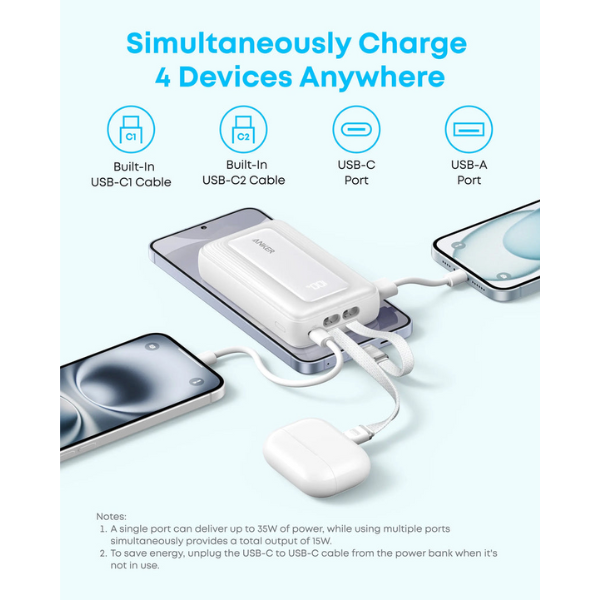 Pin sạc dự phòng Anker Zolo 10.000 mAh 35W tích hợp cáp sạc-A1680H52-6