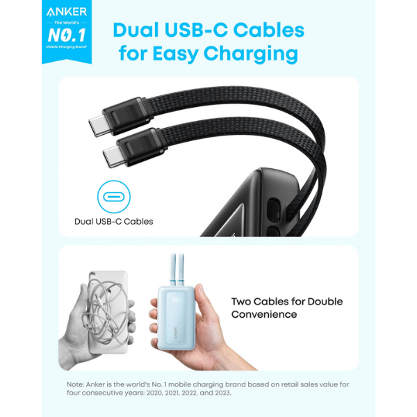 Pin sạc dự phòng Anker Zolo 10.000 mAh 35W tích hợp cáp sạc-A1680H52-7