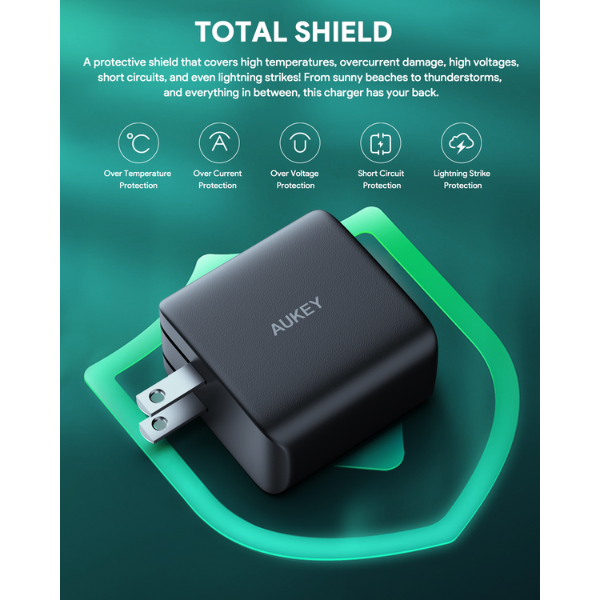 Cốc sạc nhanh Aukey 2 cổng 45W GaN PA-B4 (chấu gập)-PA-B4T-BLK-4