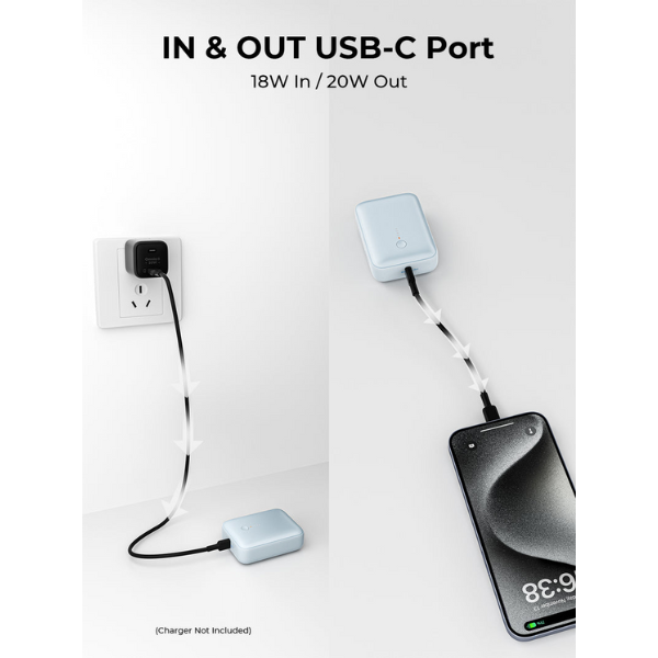 Pin dự phòng sạc nhanh Aukey 10.000 mAh 22.5W Spark Mini-PB-Y55-SIL-7