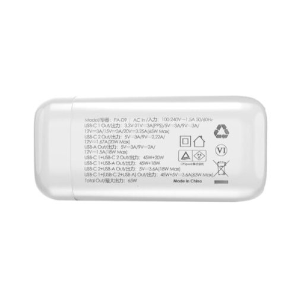Cốc sạc nhanh Aukey 65W PD 3 cổng-PA-D9-WE-2