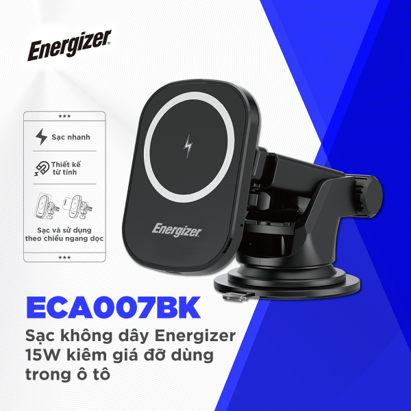 Đế sạc không dây Energizer 15W kiêm giá đỡ dùng trong ô tô - ECA007BK-ECA007BK-4