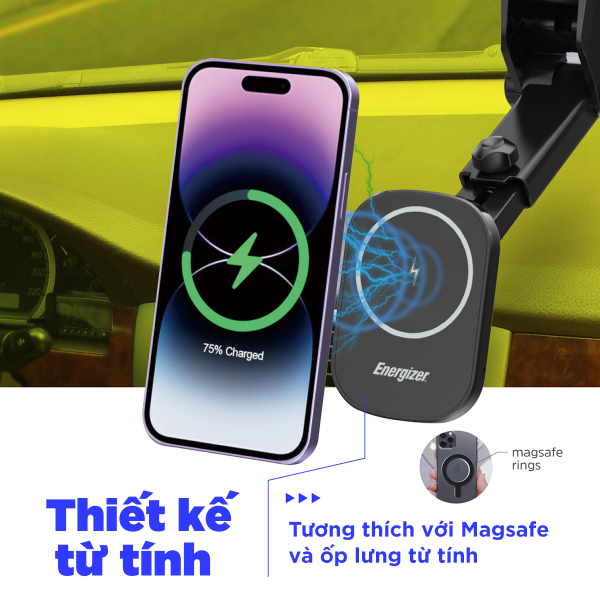 Đế sạc không dây Energizer 15W kiêm giá đỡ dùng trong ô tô - ECA007BK-ECA007BK-6