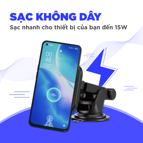 Đế sạc không dây Energizer 15W kiêm giá đỡ dùng trong ô tô - ECA007BK-ECA007BK-10