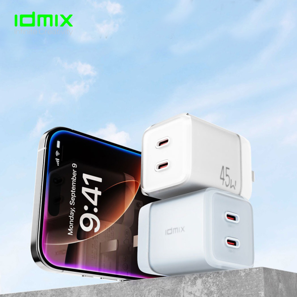 Cốc sạc nhanh IDMIX 45W 2 cổng Type-C P45Pro II-ID5500-2
