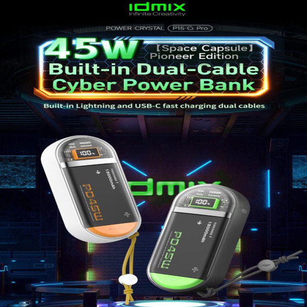 Pin dự phòng sạc nhanh IDMIX 15.000 mAh PD 45W Power Mate P15 Ci Pro-ID5866-6