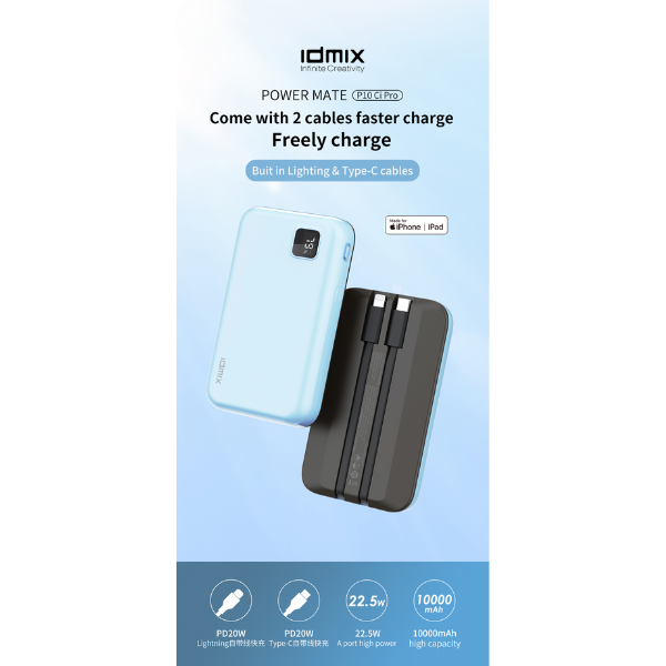 Pin dự phòng sạc nhanh IDMIX 10.000 mAh PD 20W Power Mate P10CiPro-ID8940-14