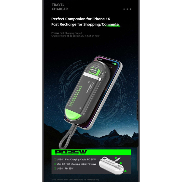 Pin dự phòng sạc nhanh IDMIX 10.000 mAh PD 35W Power Crystal P15 SE-ID9952-6