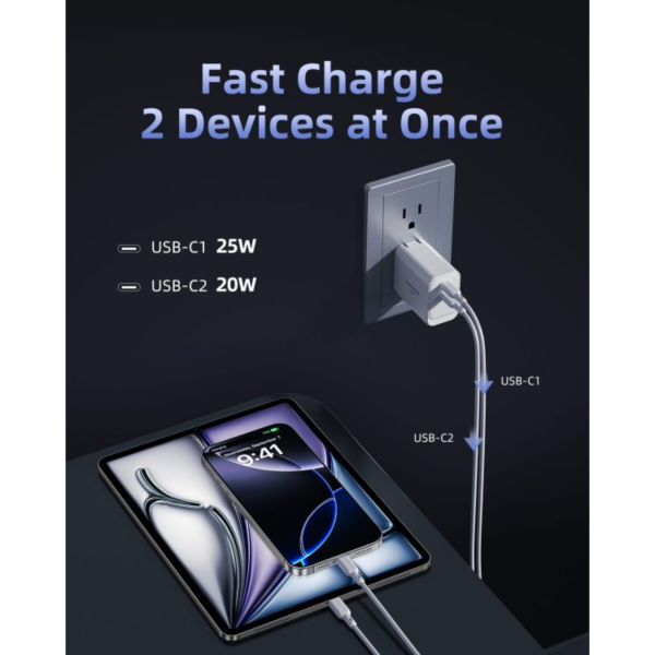 Cốc sạc nhanh Innostyle 45W GoCharge 2-Port Charger-IC45-2CWHT-US-4