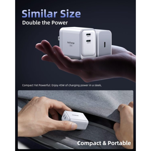 Cốc sạc nhanh Innostyle 45W GoCharge 2-Port Charger-IC45-2CWHT-US-5