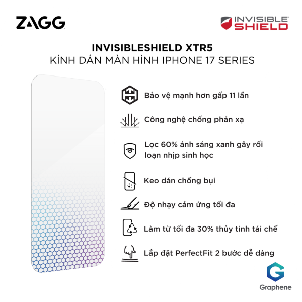 Cường lực iPhone 17 ZAGG InvisibleShield XTR5-200118667-2