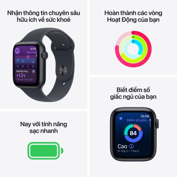 Apple Watch SE 3 2025 LTE 44mm Viền Nhôm Dây Cao Su-MEPH4SA A-6