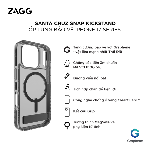 Ốp lưng Magsafe iPhone 17 Pro Max ZAGG Santa Cruz Kickstand-702320864-2