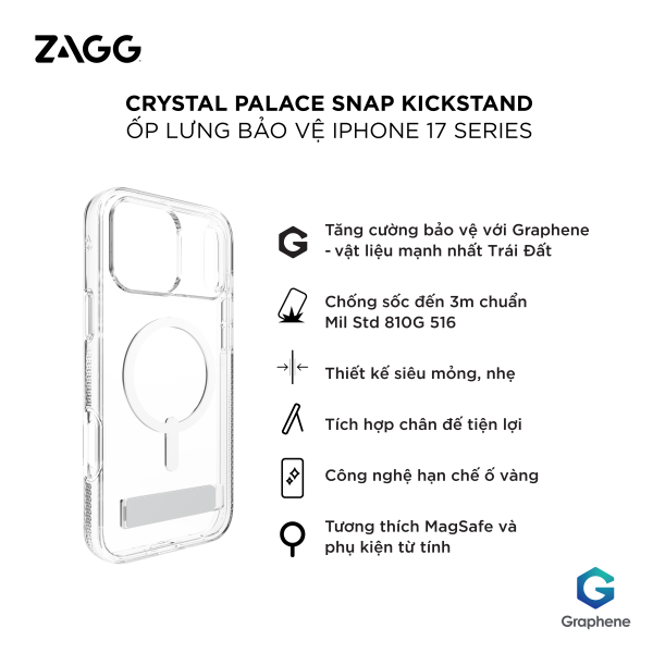 Ốp lưng Magsafe iPhone 17 Pro ZAGG Crystal Palace Kickstand-702320820-2