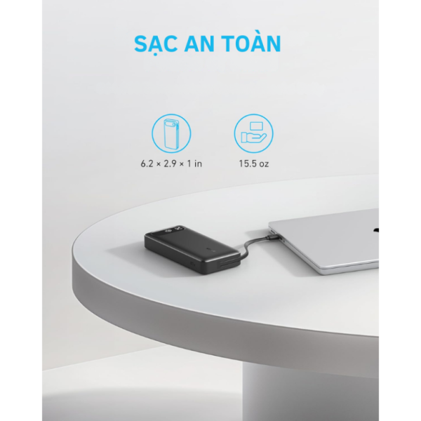 Pin dự phòng sạc nhanh Anker 20.000 mAh 87W tích hợp cáp Type-C-A1383011-3