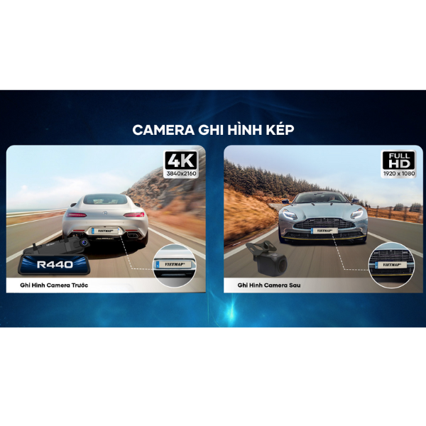 Camera hành trình Vietmap cảnh báo giao thông màn hình gương R440-R440-7
