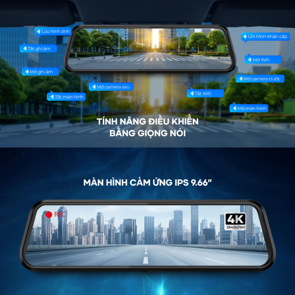 Camera hành trình Vietmap cảnh báo giao thông màn hình gương R440-R440-8