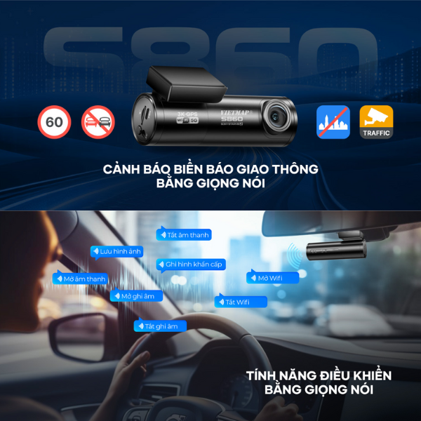 Camera hành trình Vietmap cảnh báo giao thông S860-S860-8