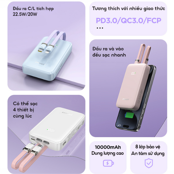 Pin sạc dự phòng Pisen Quick Powerlink X2 22.5W 10.000 mAh-TP-D165-7