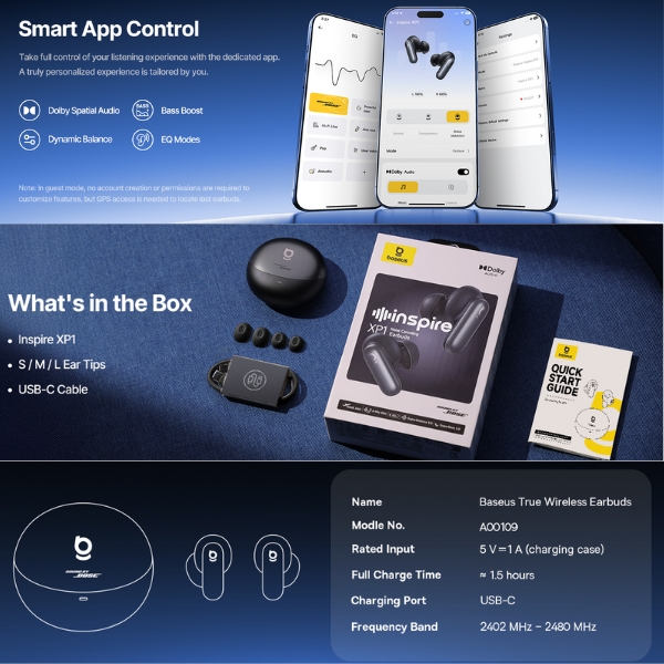 Tai nghe Bluetooth Baseus Inspire XP1-BASEUS-XP1-BK-13