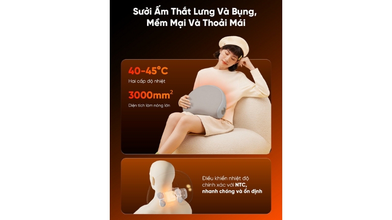 Gối massage cổ vai gáy và lưng Breo P2-BREOP2-GRY-21