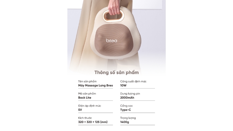 Gối massage Breo Back Lite-BREOBACKLITE-GRY-7