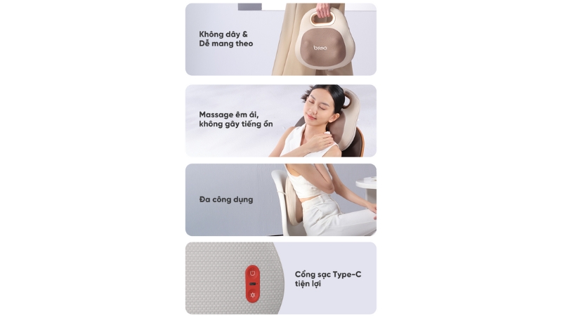 Gối massage Breo Back Lite-BREOBACKLITE-GRY-8