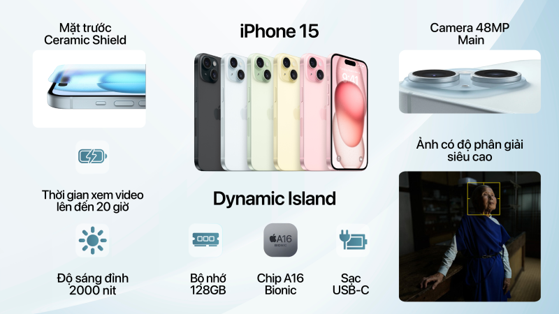 iPhone 15 128GB - Chính hãng VN A-MTP13VN A-2