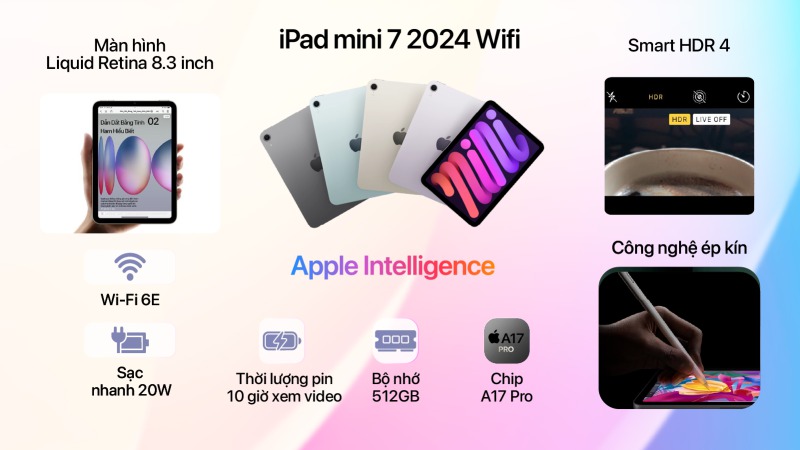 iPad mini 7 2024 Wifi 512GB - Chính hãng VN-IPAD-MINI-7-WIFI-512GB-2